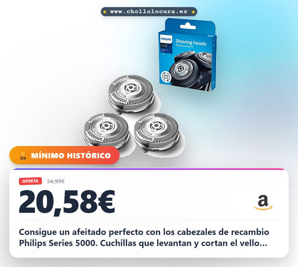Aprovecha los cabezales de recambio Philips Series 5000 para un afeitado apurado y potente