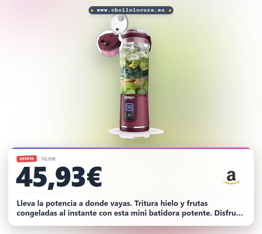 Aprovecha la batidora Ninja portátil para smoothies y batidos congelados con potencia BlastBlade al mejor precio