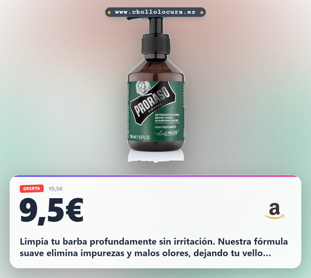 Aprovecha el champú para barba Proraso con lavanda y salvia. Limpieza eficaz y suave para una barba impecable a precio de chollo