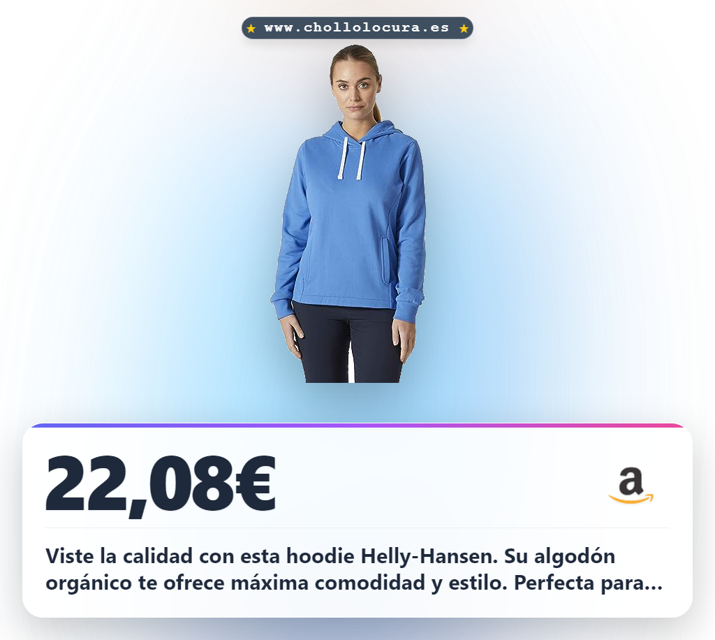 Disfruta la Helly-Hansen Hoodie para mujer en Ultra Azul, con algodón orgánico y diseño premium a precio de chollo