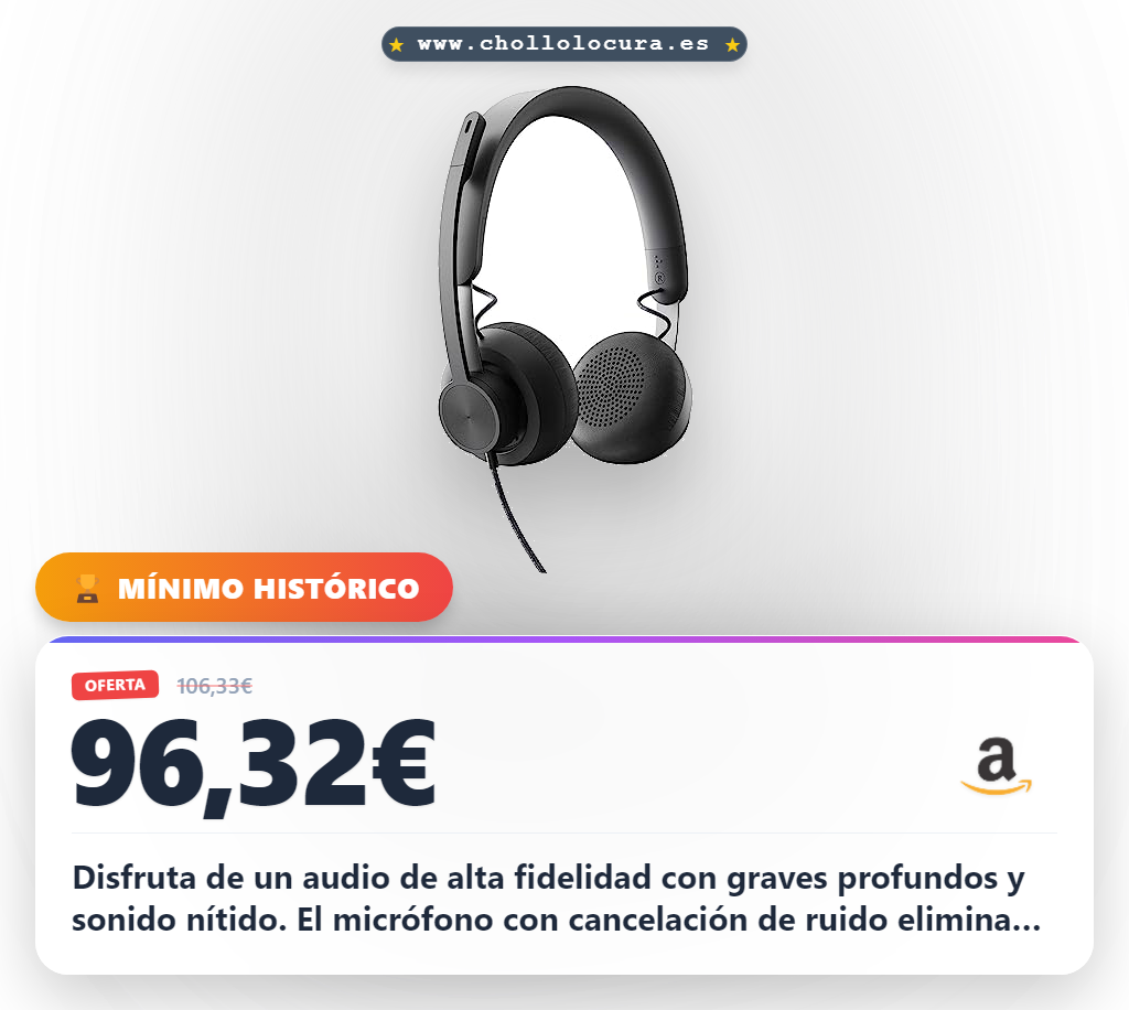 Aprovecha este Logitech Zone Headset profesional con audio de alta fidelidad y micrófono para oficina en oferta