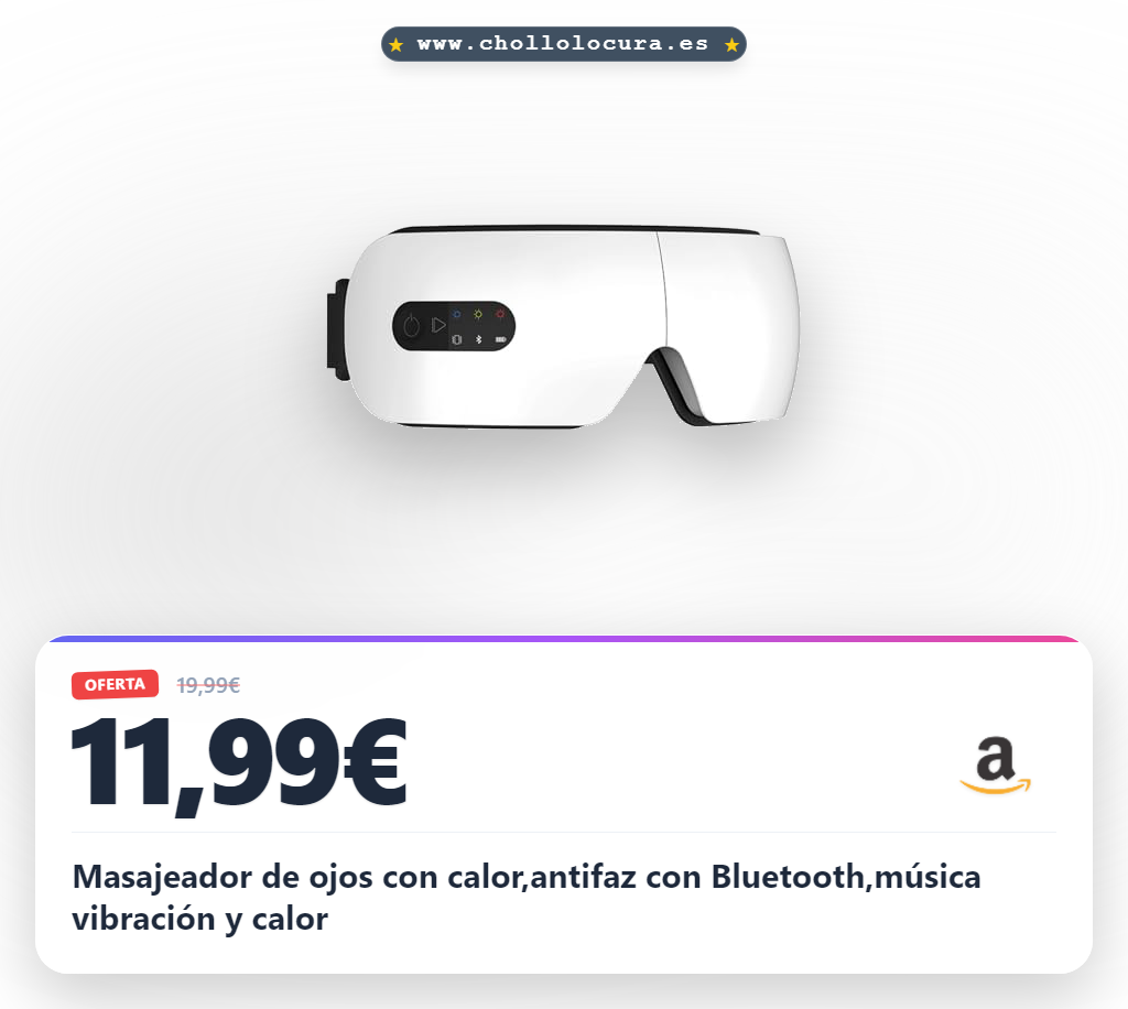 Consigue antifaz de ojos con calor, vibración y Bluetooth para reducir la fatiga visual.