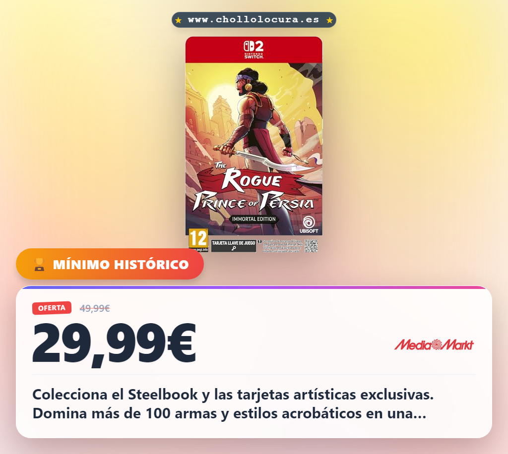 Aprovecha el Príncipe de Persia: Immortal Edition con Steelbook y arte exclusivo al mejor precio