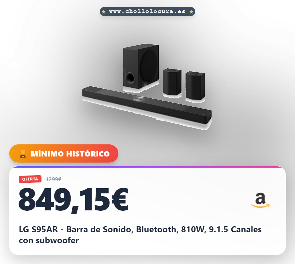 LG S95AR - Barra de Sonido, Bluetooth, 810W, 9.1.5 Canales con subwoofer
