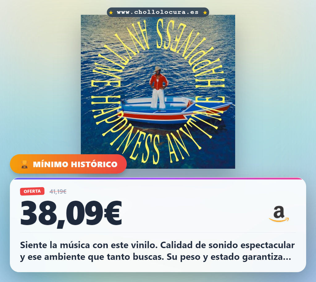 Descubre el vinilo Happiness Anytime con la mejor calidad musical a precio de chollo en oferta histórica del año.