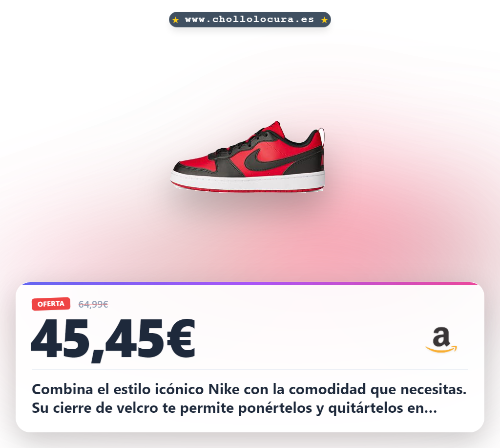 Llévate las zapatillas Nike Court Borough Low Recraft con velcro y máxima comodidad en oferta histórica.