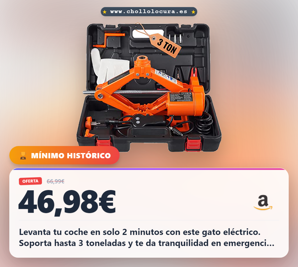 Llévate el kit de gato eléctrico VEVOR 3T para coche con luz LED y accesorios al mejor precio.