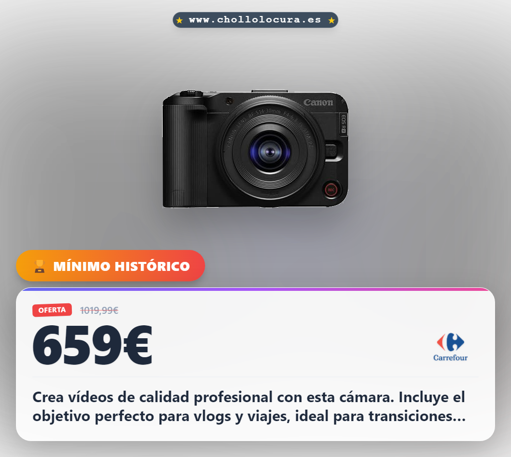 Crea vídeos de calidad profesional con esta cámara. Incluye el objetivo perfecto para vlogs y viajes, ideal para transiciones suaves. Graba en 4K sin esfuerzo y comparte tus creaciones al instante por Wi-Fi.