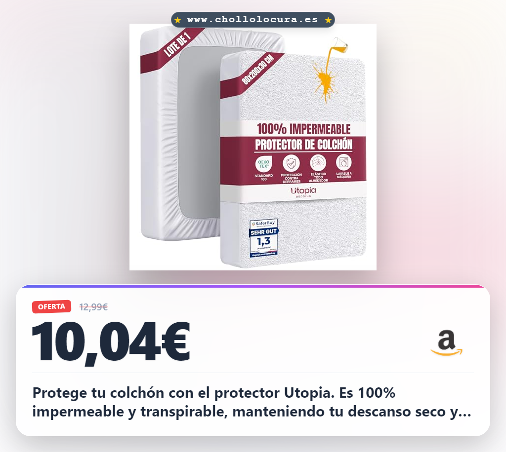 Aprovecha el protector de colchón impermeable Utopia Bedding 80x200cm con certificación Oeko-Tex