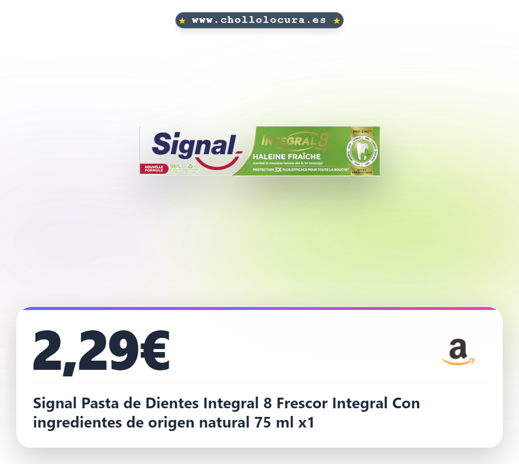 Signal Pasta de Dientes Integral 8 Frescor Integral Con ingredientes de origen natural 75 ml x1
