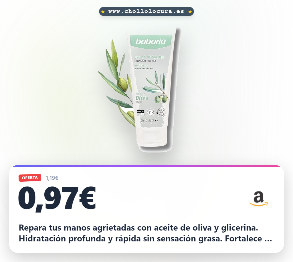 Aprovecha esta crema de manos con aceite de oliva y glicerina para hidratación profunda al mejor precio