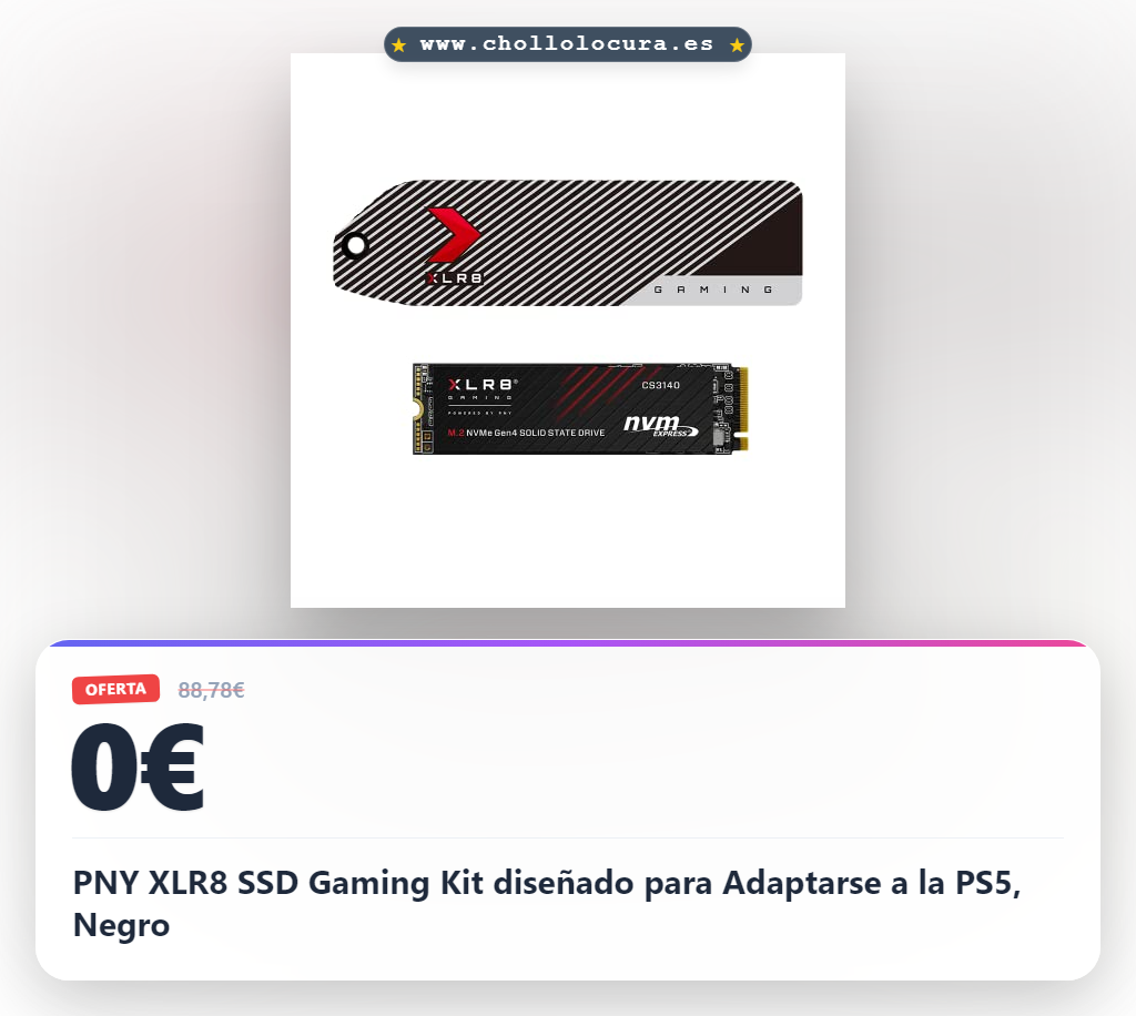 PNY XLR8 SSD Gaming Kit diseñado para Adaptarse a la PS5, Negro