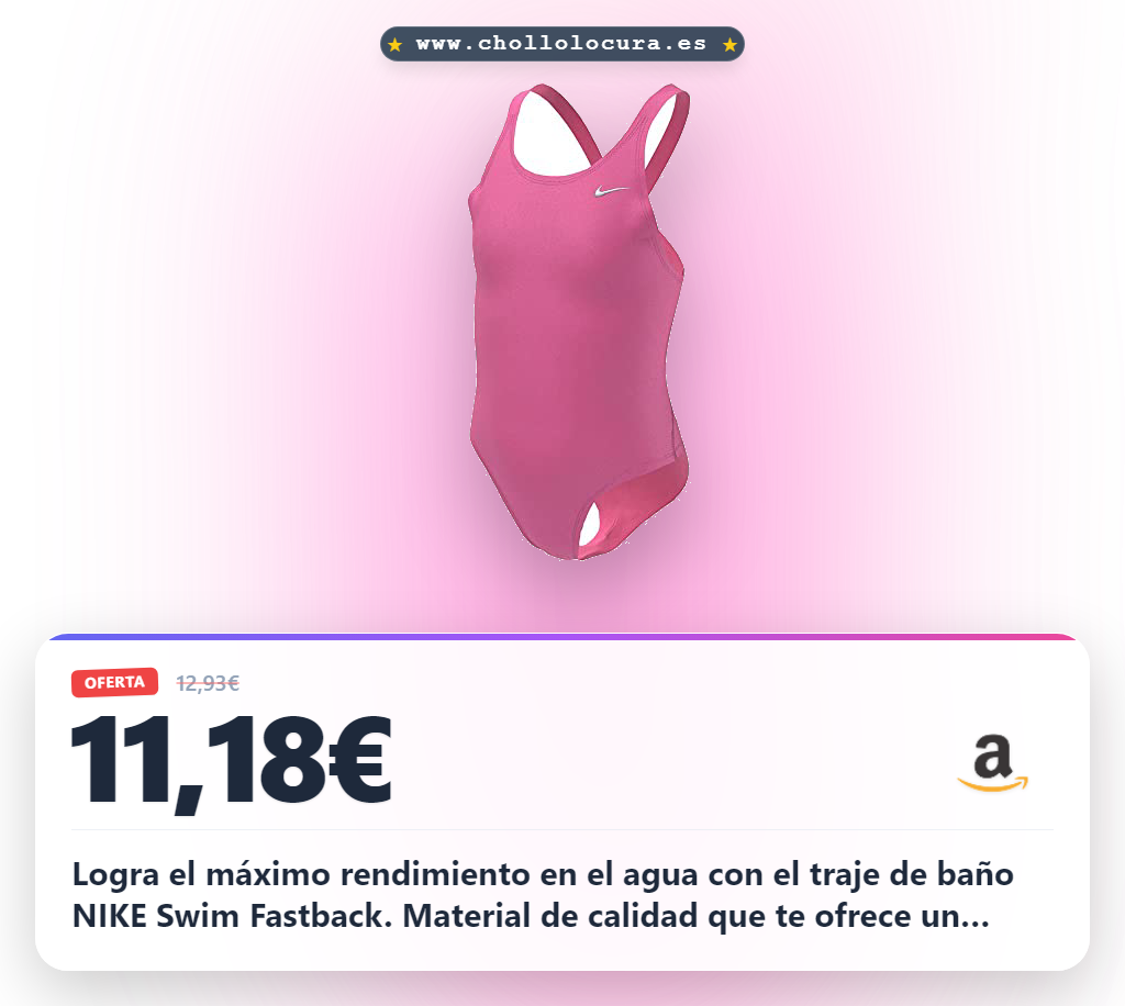 Aprovecha el traje de baño NIKE Swim Fastback para chicas de material de calidad en oferta chollo