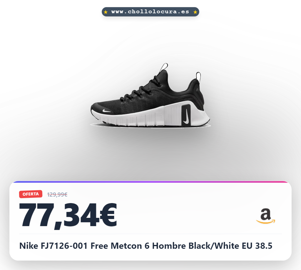 Obtén Nike Free Metcon 6 Hombre Black/White FJ7126-001 Talla EU 38.5: Máxima estabilidad y amortiguación en oferta