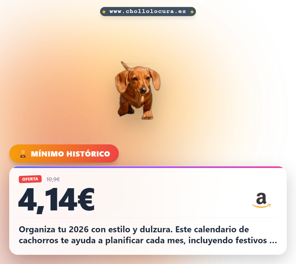 Logra planificar tu año con el Calendario Finocam 2026 de pared con cachorros al mejor precio