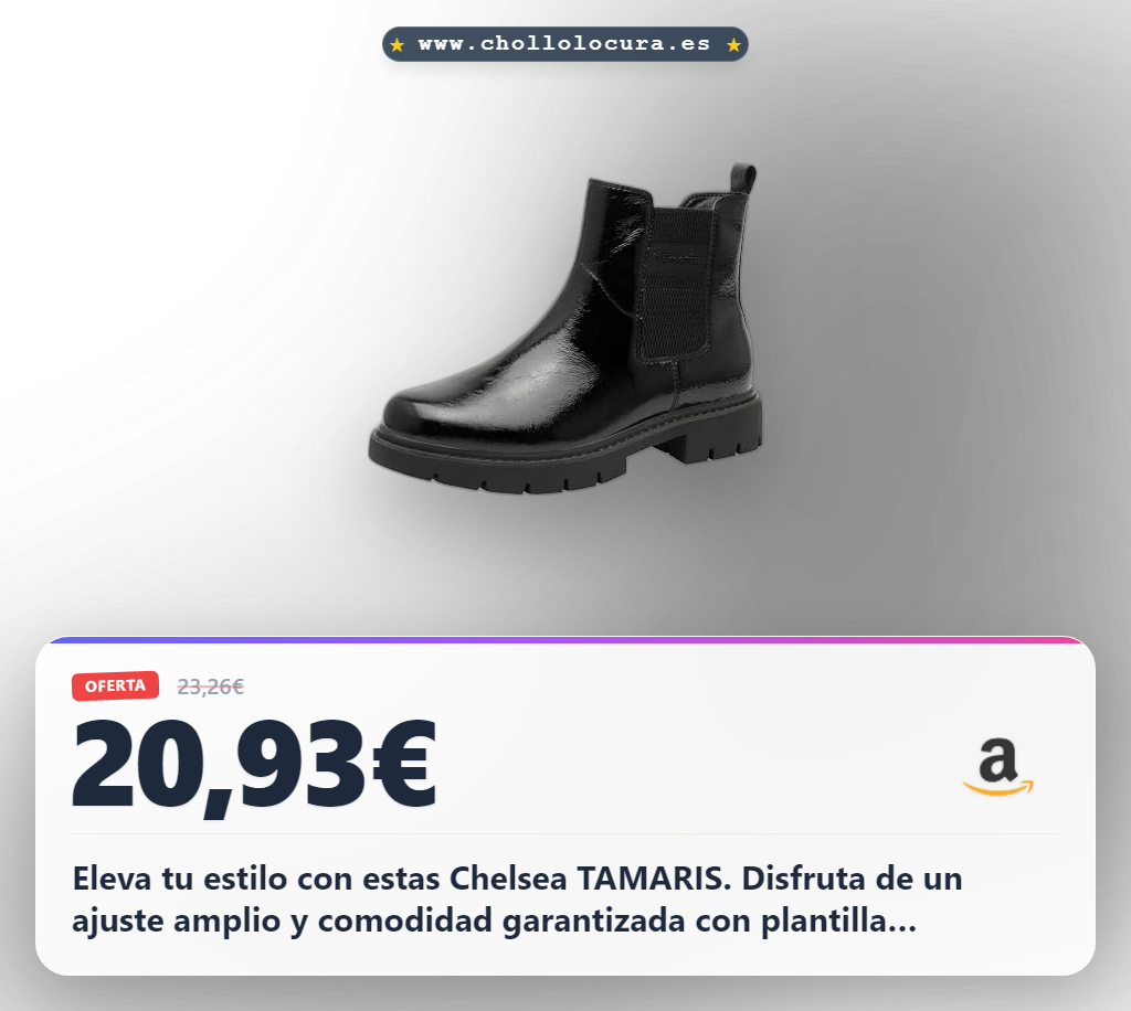 Llévate este Chollazo: Botas Chelsea TAMARIS negras para mujer, talla 38 EU, en oferta imperdible.