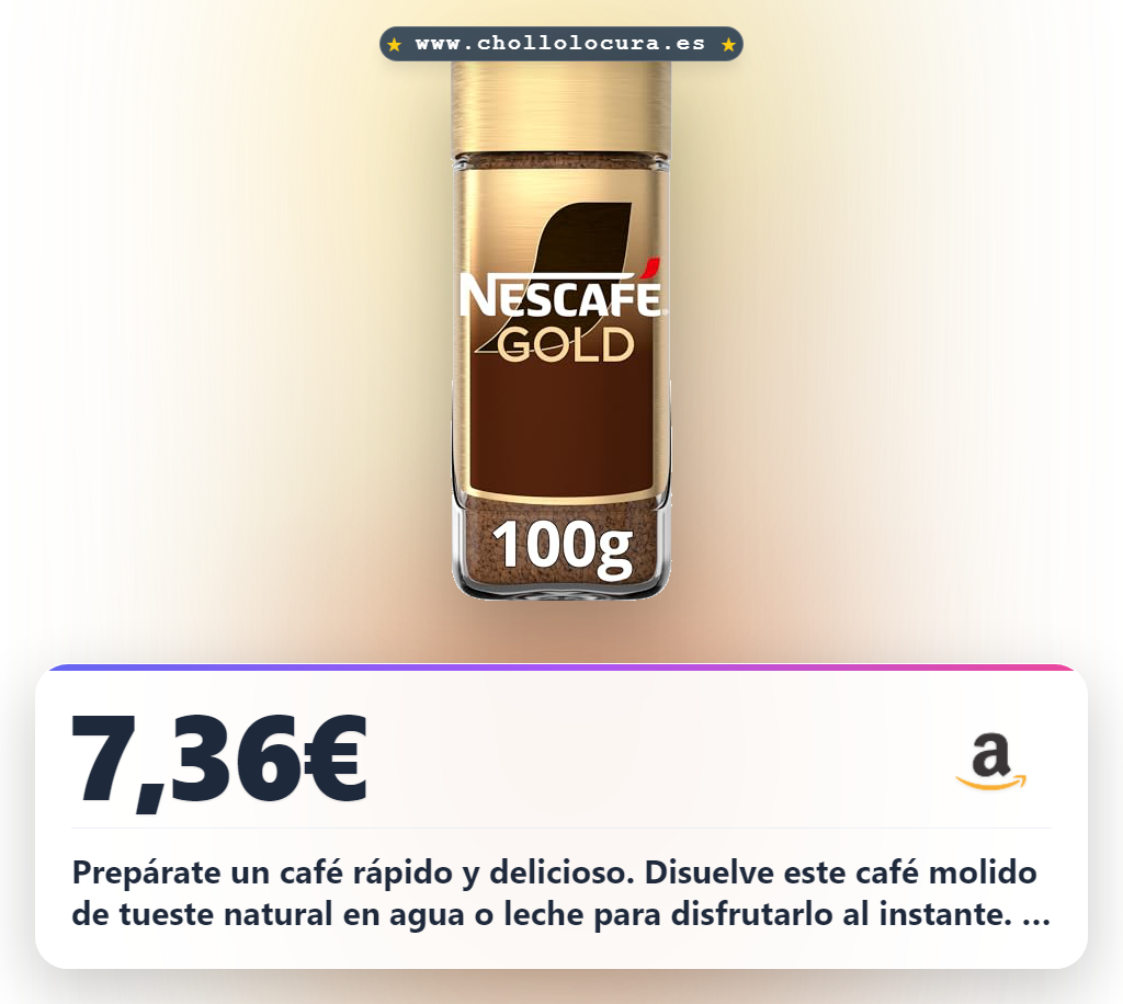 Consigue el café soluble Nescafé Gold tueste natural. Disfruta de un sabor auténtico y fresco en recipiente de vidrio. Fácil de preparar.