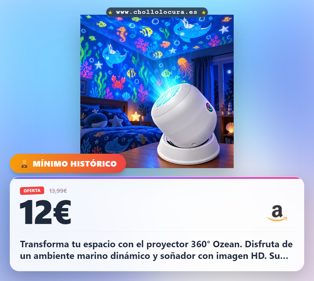 Aprovecha el proyector LED 360° Ozean con batería de larga duración y ambiente marino soñador