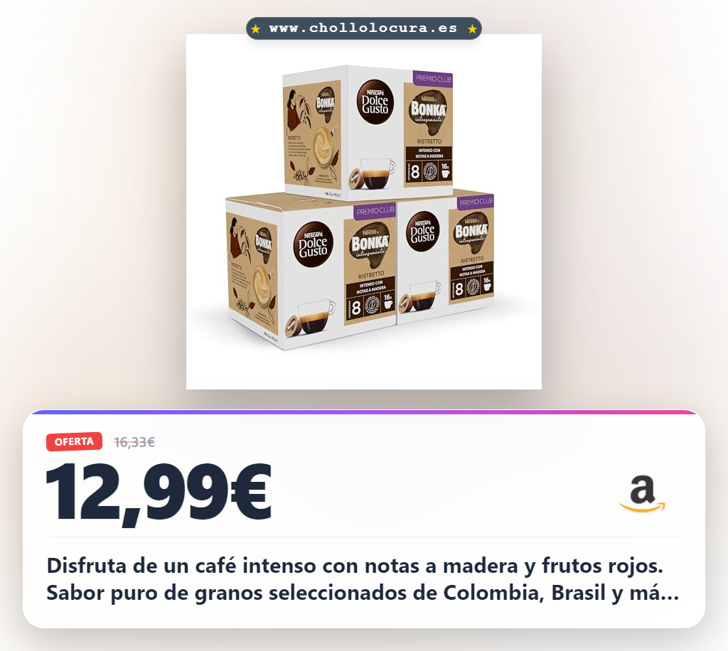 Aprovecha el café NESCAFÉ Dolce Gusto Bonka Ristretto con sabor a madera y frutos rojos al mejor precio