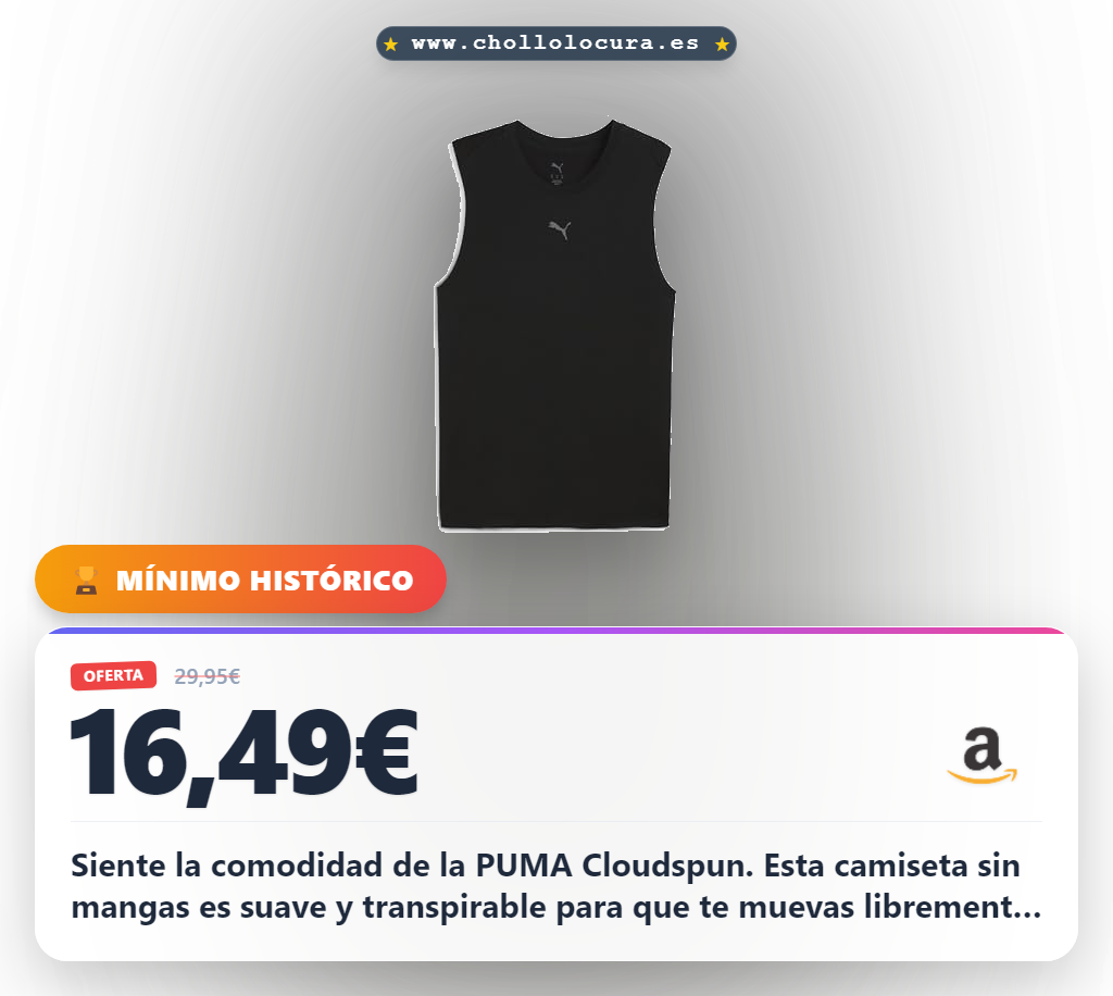 Aprovecha la camiseta sin mangas PUMA M CLOUDSPUN unisex en oferta histórica