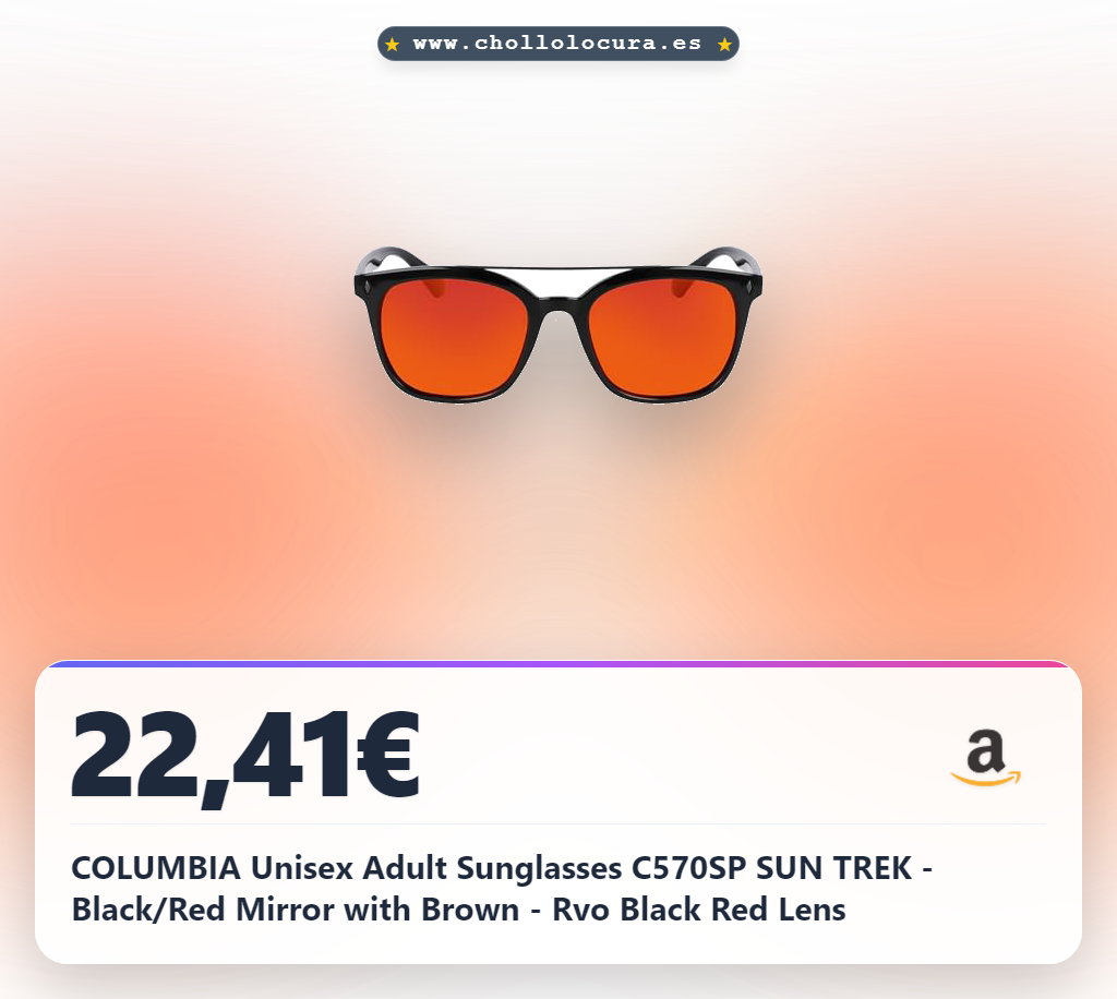 COLUMBIA Unisex Adult Sunglasses C570SP SUN TREK - Black/Red Mirror with Brown - Rvo Black Red Lens