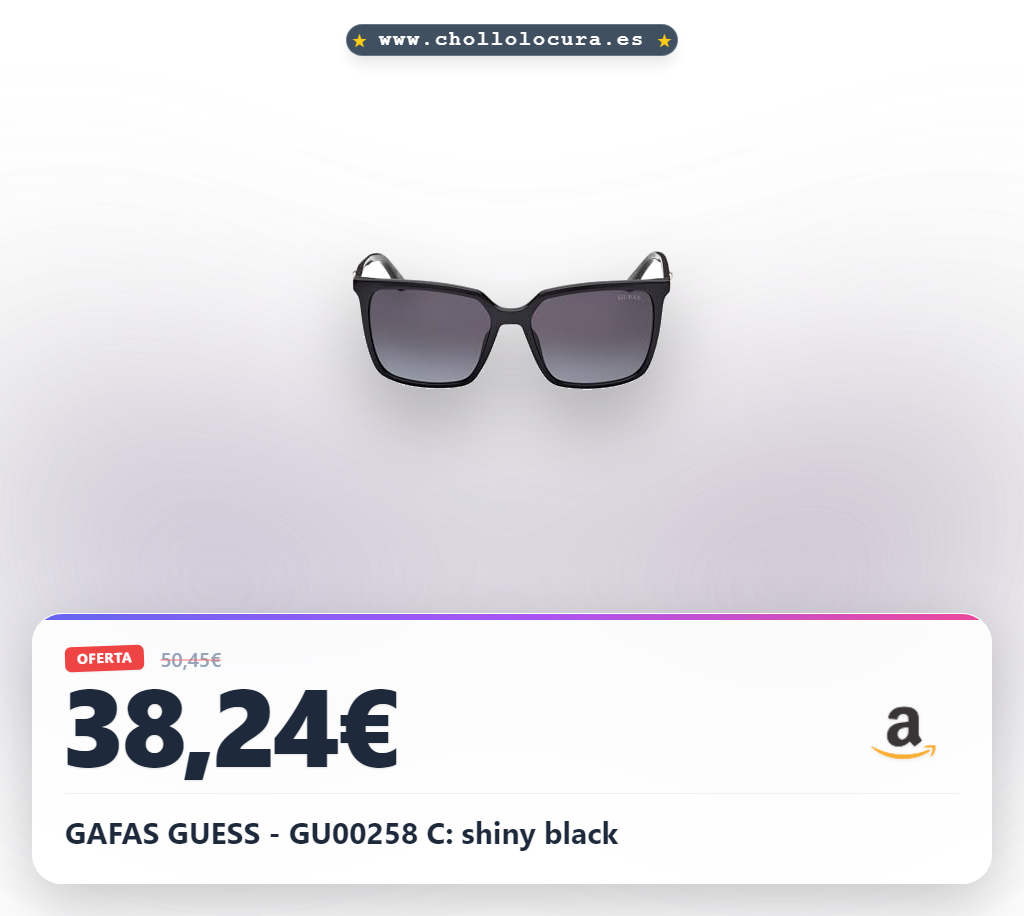 Descubre las Gafas GUESS GU00258 C shiny black: estilo auténtico y calidad premium a precio de chollo