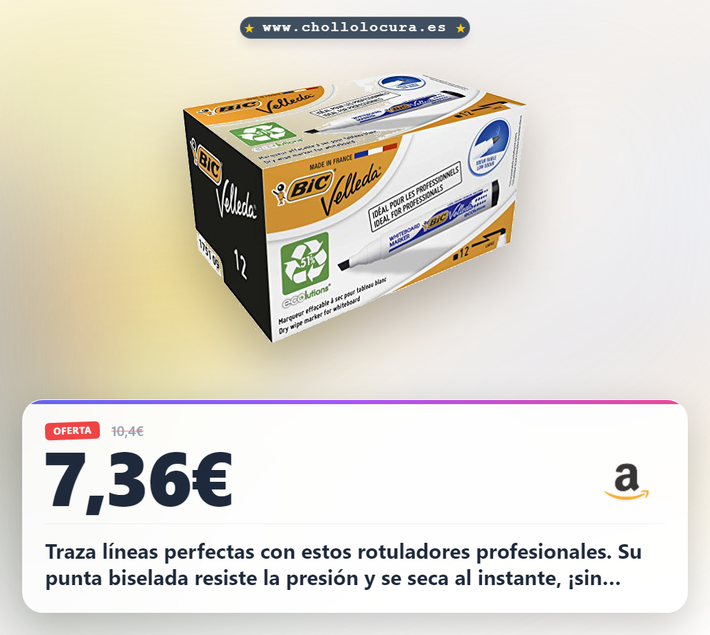 Consigue rotuladores profesionales punta biselada y ecológicos para presentaciones claras y tareas densas.
