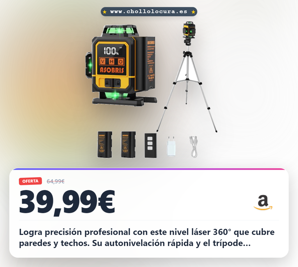 Aprovecha el nivel láser 360 grados 4D con trípode profesional y 16 líneas de alta precisión para tus proyectos.