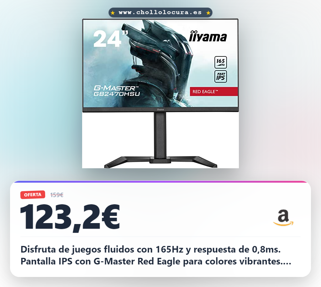Consigue monitor gaming iiyama 24 pulgadas IPS 165Hz con FreeSync y altavoces al mejor precio