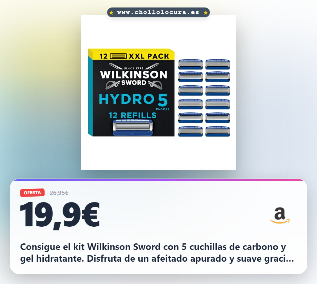 Consigue el kit Wilkinson Sword con 5 cuchillas de carbono y gel hidratante al mejor precio