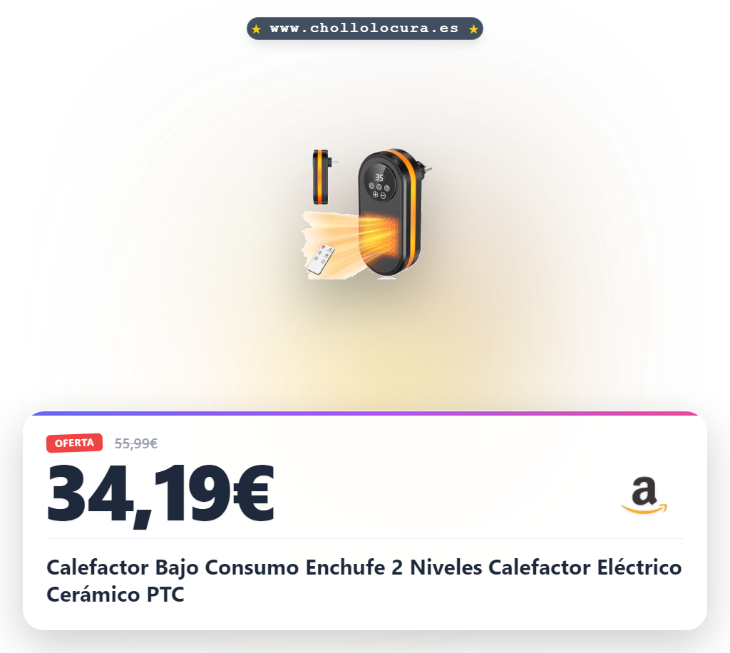 Calefactor Bajo Consumo Enchufe 2 Niveles Calefactor Eléctrico Cerámico PTC
