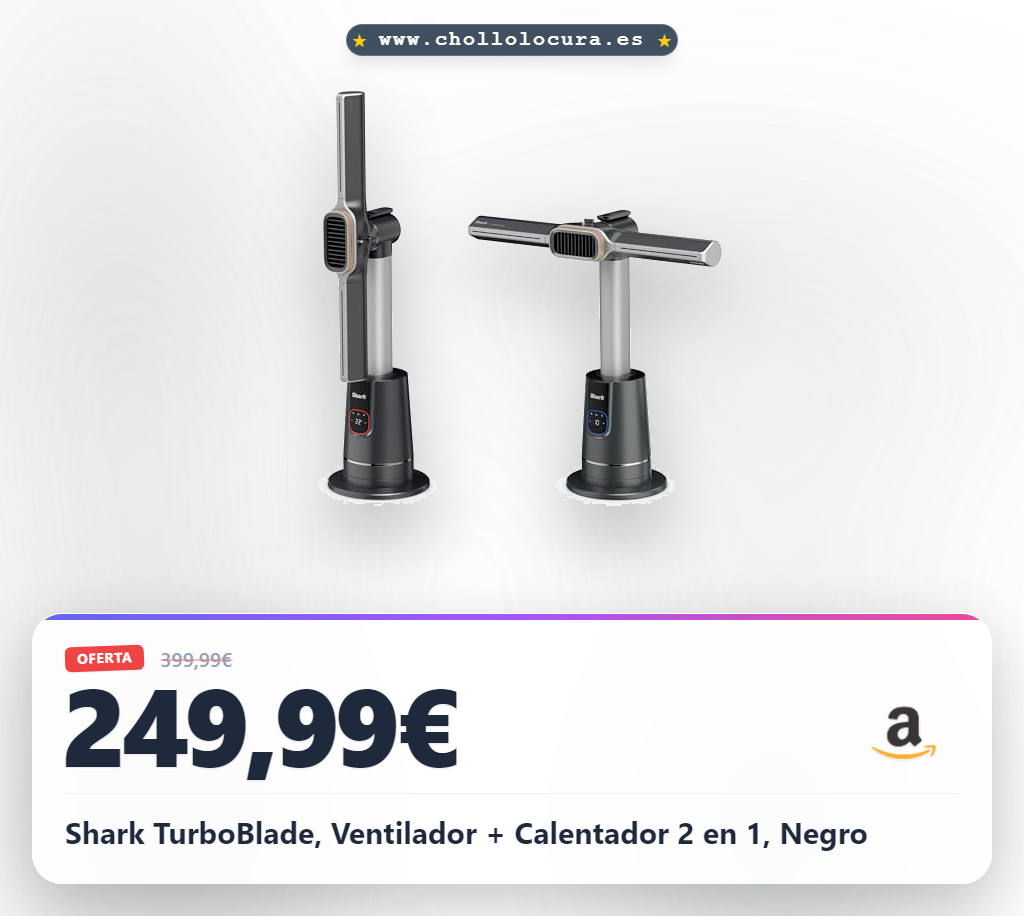 Shark TurboBlade, Ventilador + Calentador 2 en 1, Negro
