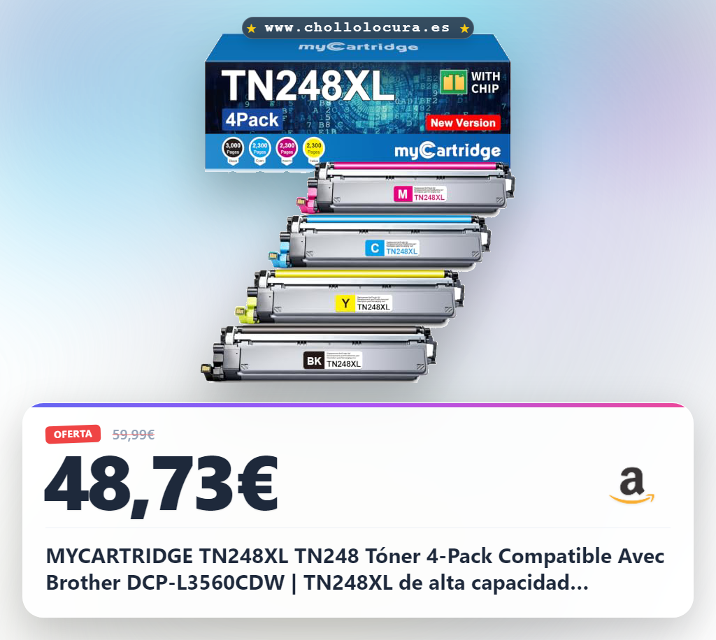 MYCARTRIDGE TN248XL TN248 Tóner 4-Pack Compatible Avec Brother DCP-L3560CDW | TN248XL de alta capacidad compatible con Brother MFC-L3740CDWE DCP-L3560CDW HL-L3220CWE HL-L3240CDW para la impresión diaria