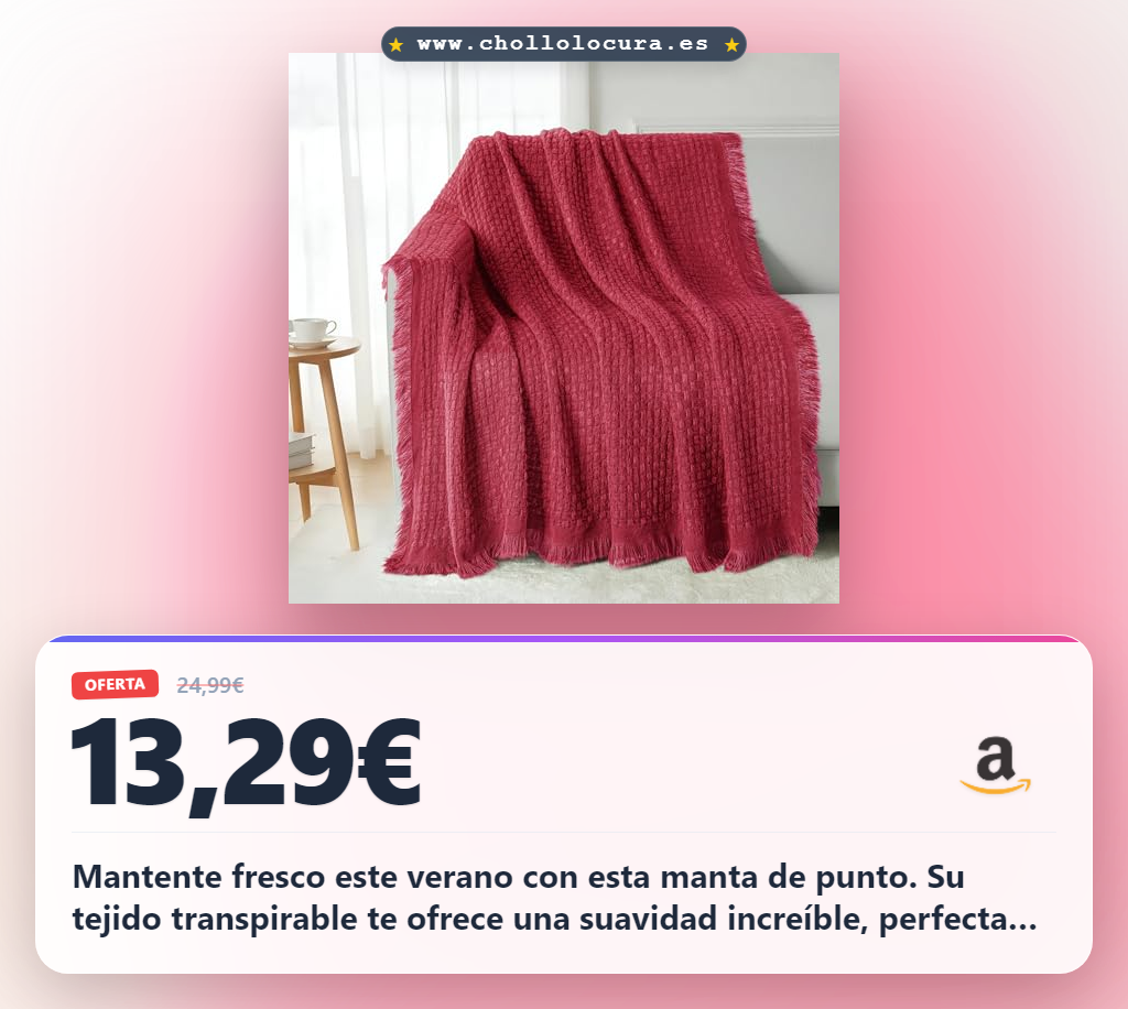 Aprovecha esta manta de punto tejido de verano 150x200 cm fresca y suave. Consigue comodidad para el sofá y viajes a precio de chollo