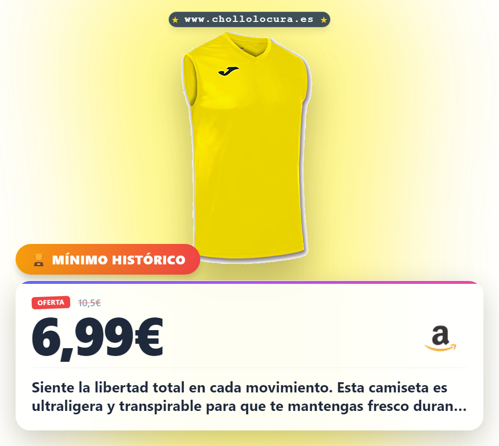 Aprovecha la camiseta deportiva Joma sin mangas para hombre ultraligera y transpirable en oferta