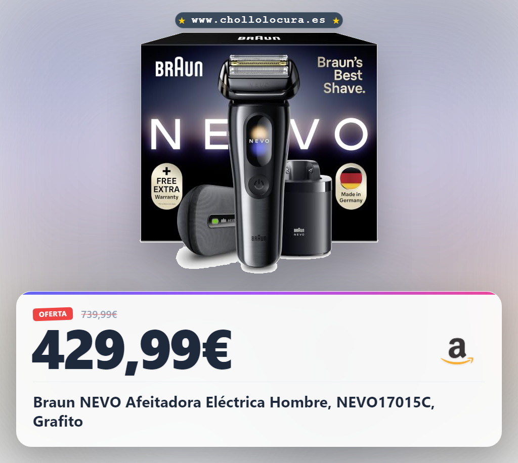 Braun NEVO Afeitadora Eléctrica Hombre, NEVO17015C, Grafito