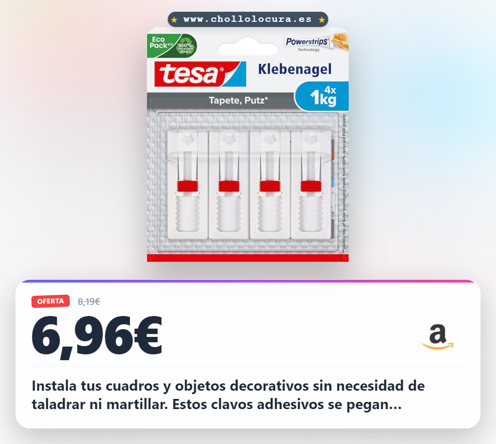 Encuentra los clavos ajustables tesa para papel pintado y enlucido sin taladrar ni martillar en oferta
