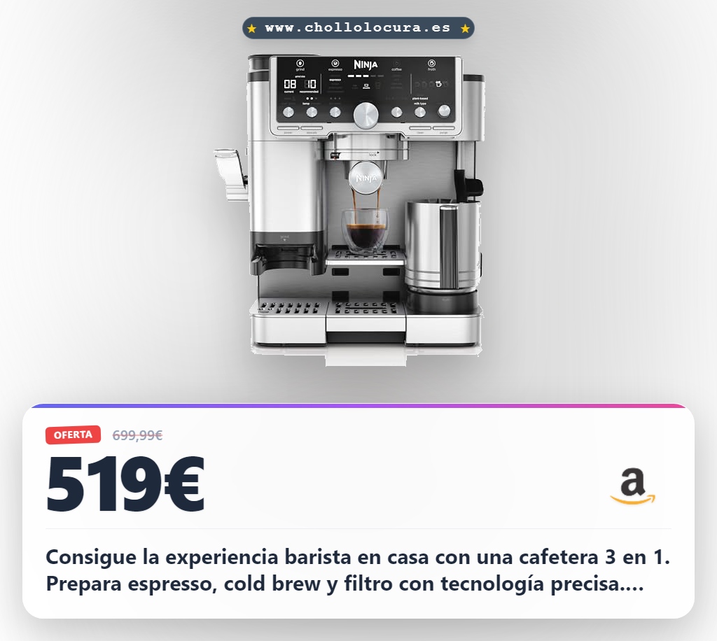 Aprovecha la cafetera Ninja Luxe Pro 3 en 1 para Espresso Cold Brew y Filtro con molinillo y espumador