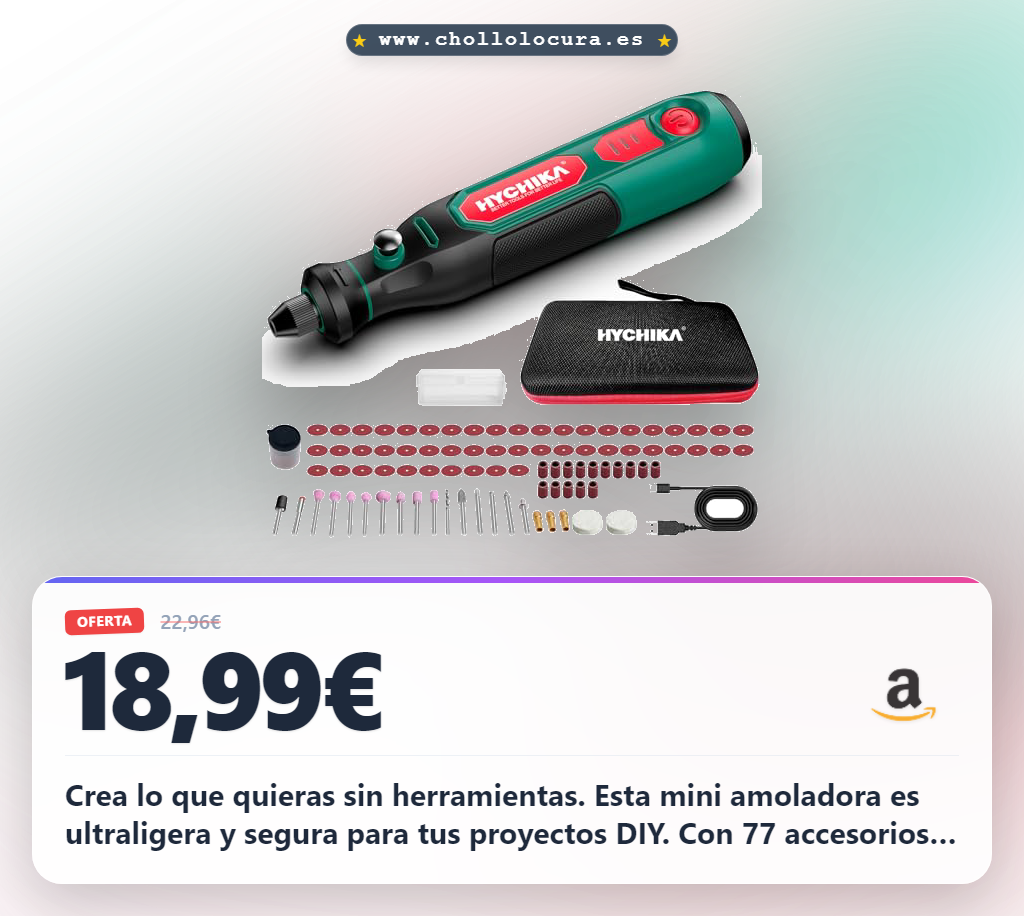 Aprovecha esta Mini Amoladora Eléctrica con 77 accesorios para DIY y tallado al mejor precio de oferta