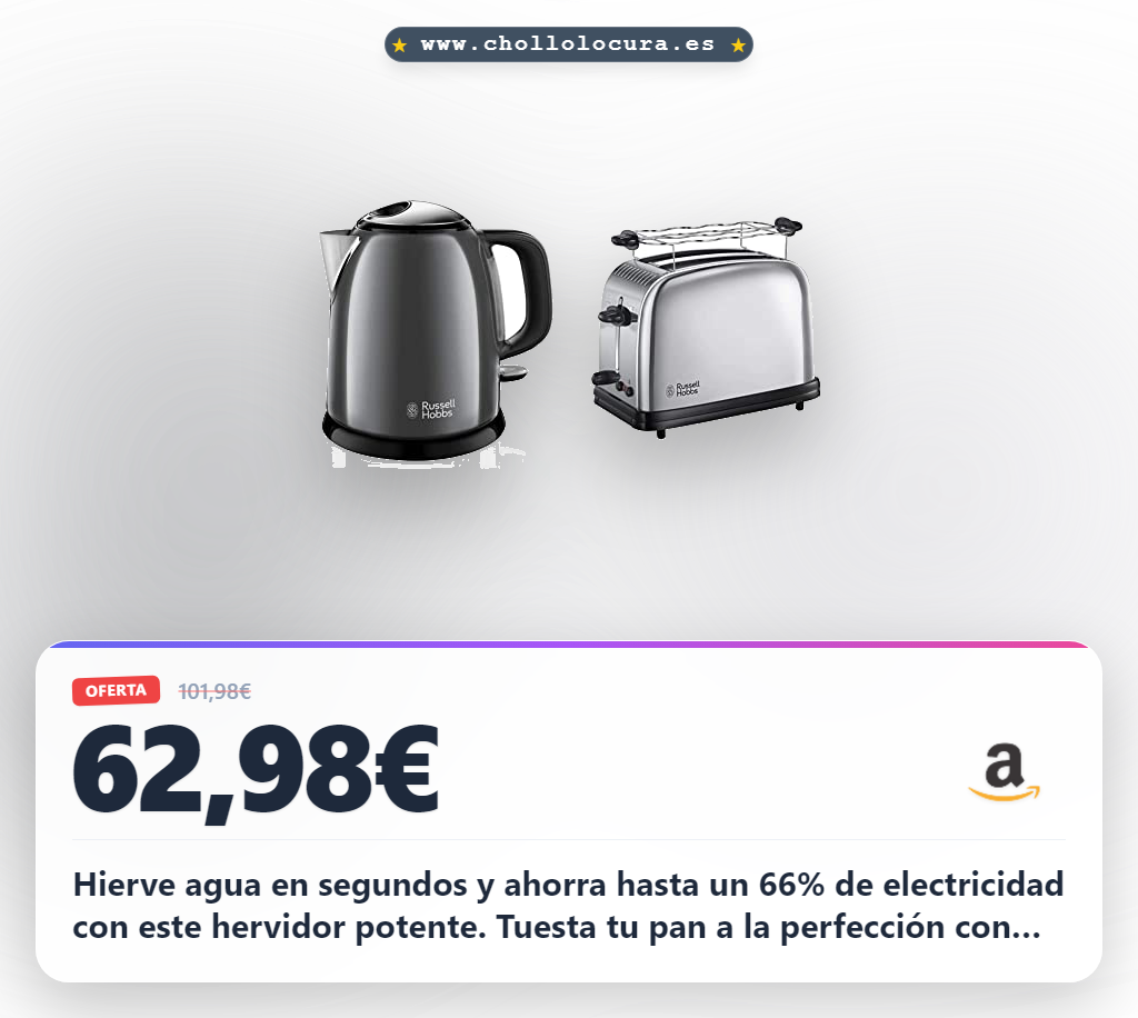 Compra el hervidor Russell Hobbs 2400W y tostadora Victory con ahorro al mejor precio en oferta