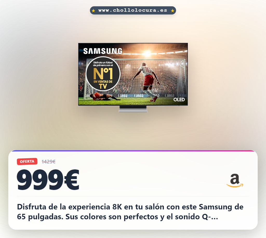 Descubre la Samsung TV OLED 8K 65S93D Smart de 65" con 144Hz y sonido de cine al mejor precio.