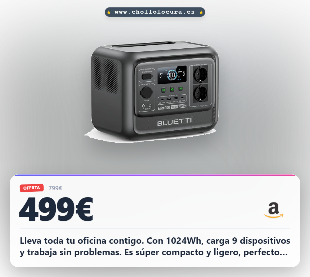 Obtén la estación de energía BLUETTI Elite 100 V2 de 1024Wh para acampar y trabajo remoto a precio de chollo