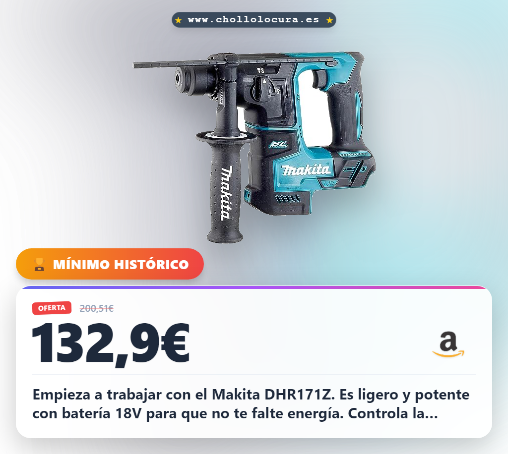 Aprovecha este martillo Makita DHR171Z 18V a batería con control variable y freno eléctrico al mejor precio