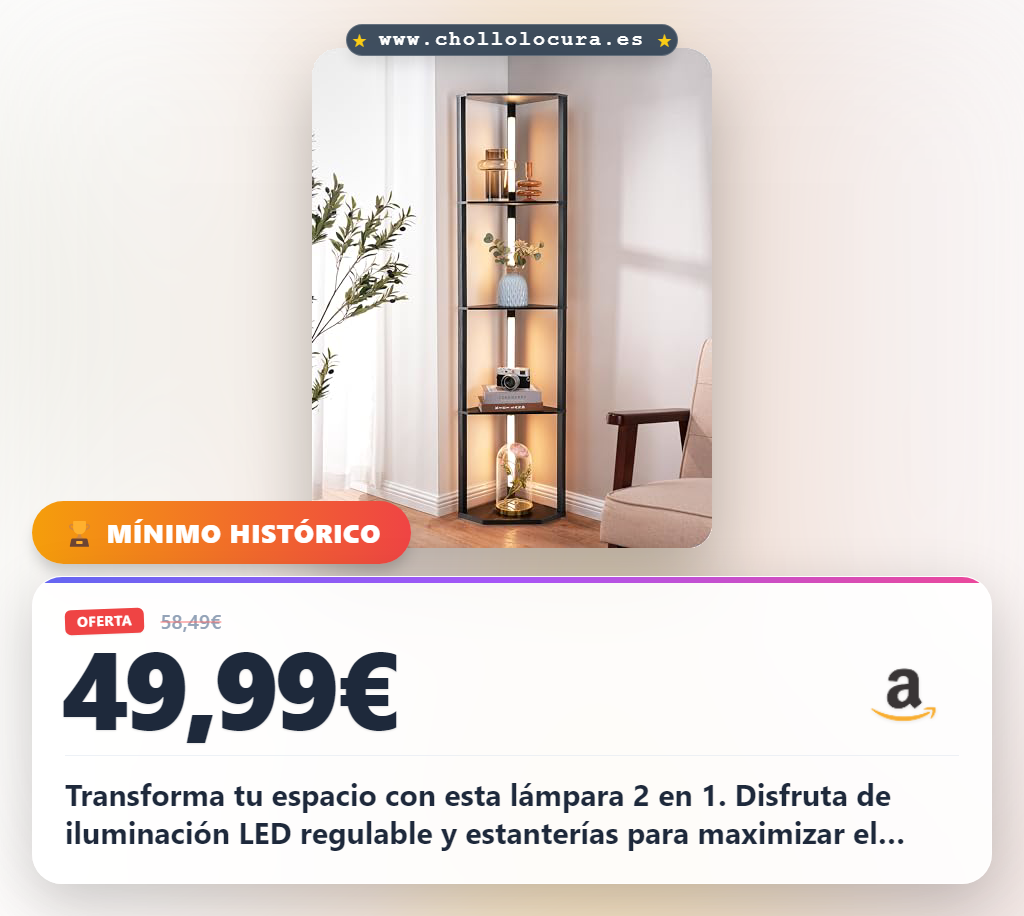 Aprovecha esta lámpara de pie LED con estantes para el salón al mejor precio y disfruta del almacenamiento 2 en 1