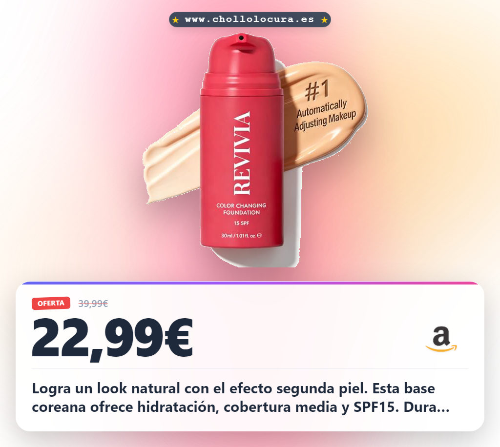 Descubre Revivia Base Maquillaje Coreana SPF15: Cobertura media, hidratación y efecto segunda piel en oferta