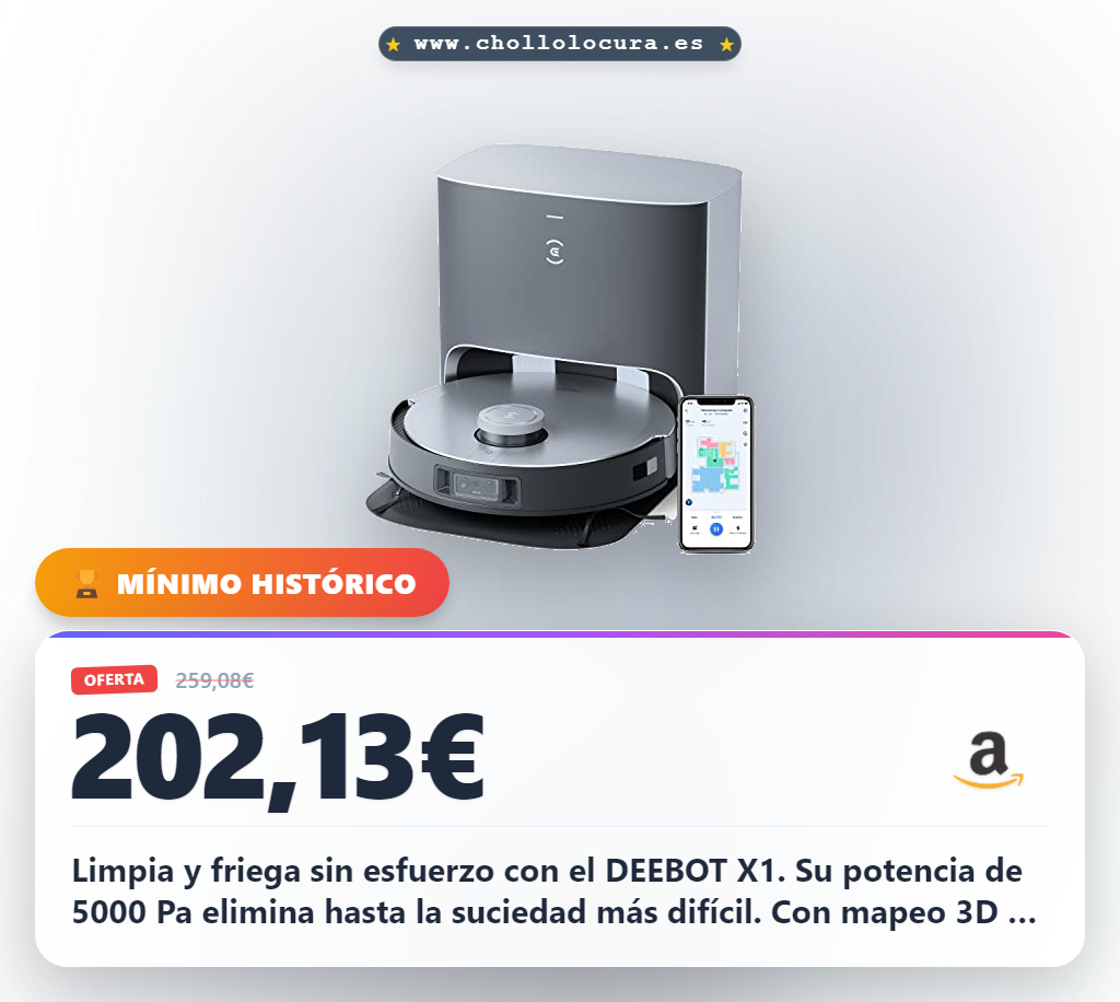 Aprovecha el robot aspirador ECOVACS DEEBOT X1 con estación de fregado y mapeo 3D al mejor precio