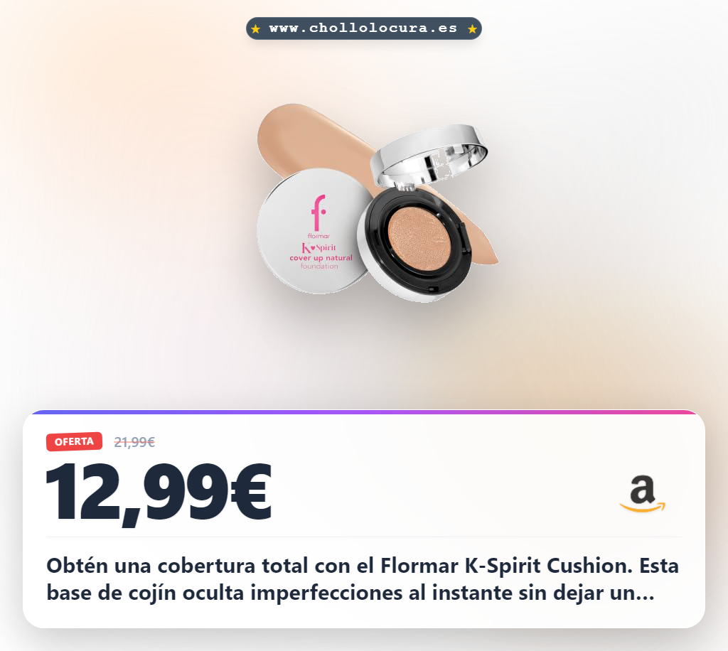 Aprovecha este Flormar K-Spirit Cushion Foundation de alta cobertura y acabado natural. Maquillaje K-Beauty con extracto de trufa negra.