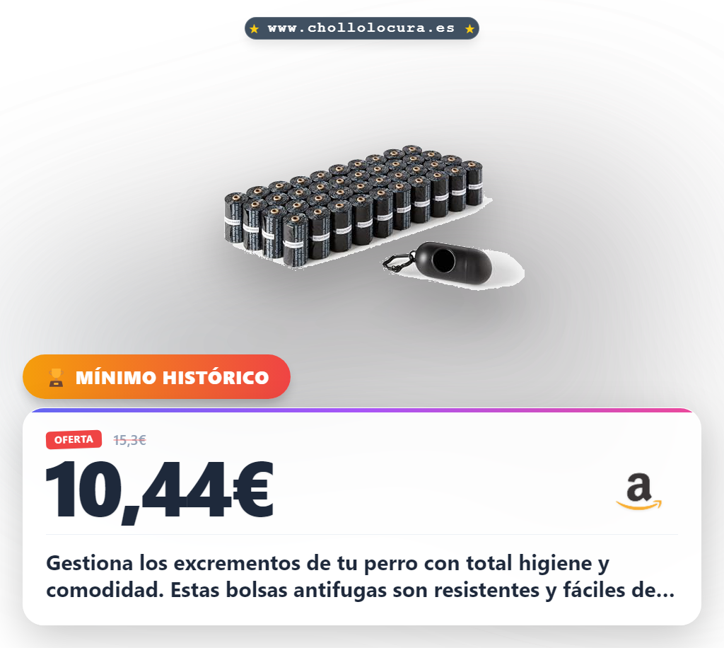 Aprovecha 600 bolsas antifugas para excrementos de perro con dispensador y clip al mejor precio