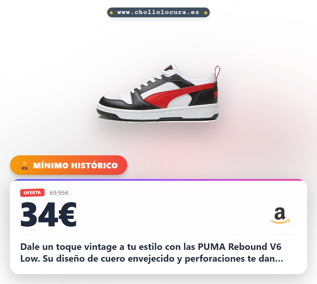 Llévate las zapatillas PUMA Rebound V6 Low vintage con cuero envejecido y ojales dobles en oferta histórica