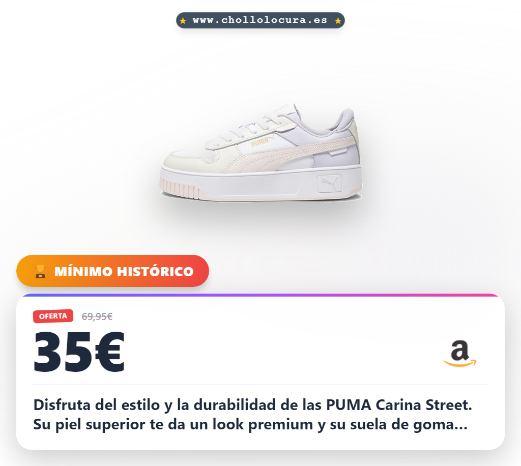 Adquiere las Zapatillas PUMA Carina Street de cuero y goma. ¡Últimas unidades con gran descuento!